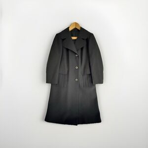 Vintage Woman's Small 70's Canda international Navy Blue Long‎ Wool P Coat